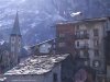 Crumbly old Zermatt has its own charm and contrasts the glamour of the main street (April view)